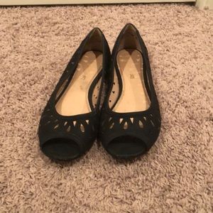 Cute black peep toe flats